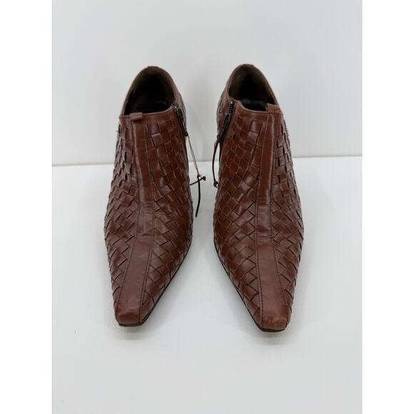 Vintage Donald Pliner Woven Pointed Toe Ankle Boots Heels size 7M - Picture 3 of 6